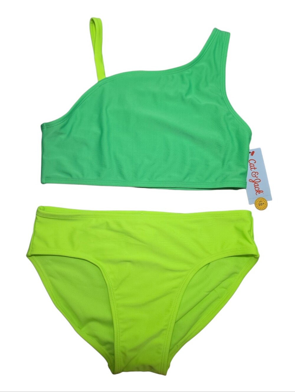 Cat & Jack Two-Tone Green One-Shoulder Bikini Set - XXL 16/18